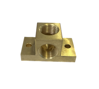 Brass Elbow Block: 2 x 1/2" Ports