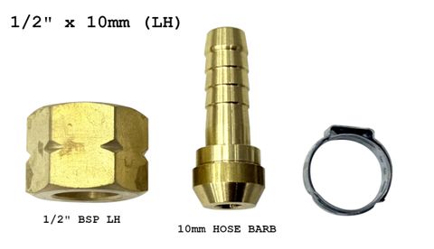 Hose Set - (10mm Hose Barb - 1/2"BSP Nut) LH