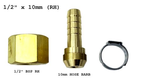 Hose Set - (10mm Hose Barb - 1/2"BSP Nut) RH