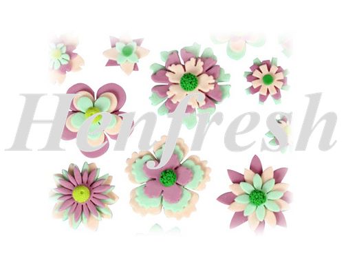 SI Assorted Flowers #1 - Purple & Green 1/2" (32)