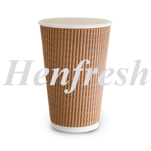 TP 16oz Brown Triple Wall Corrugated Hot Cups 500