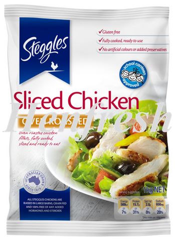 Steggles Frozen Sliced Cooked Chicken 6x1kg