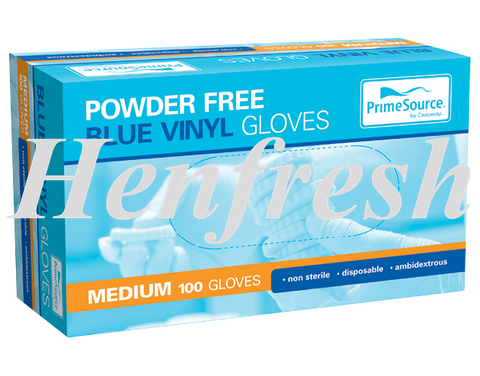 PrimeSource® Gloves Medium Vinyl Blue 100