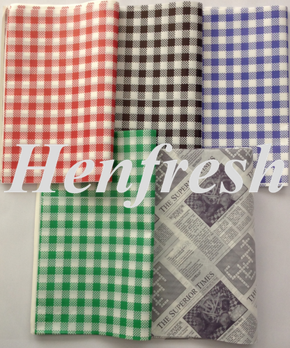 Greaseproof Paper Green Gingham 430x320mm