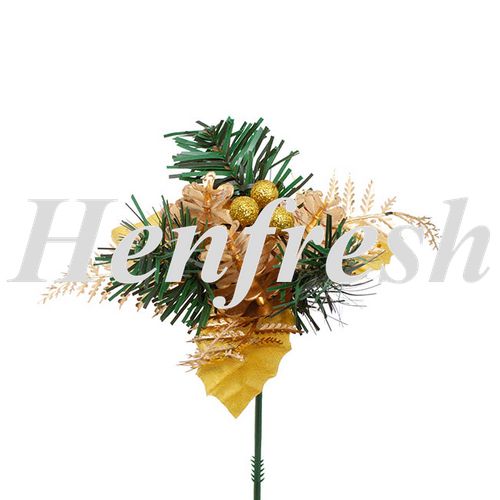 Christmas Pick with Pinecone Pack 4 Gold (12.5cmP
