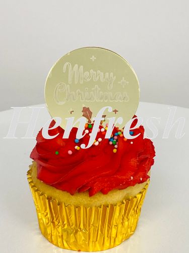 Acrylic C T Gold Merry Christmas Round Disc