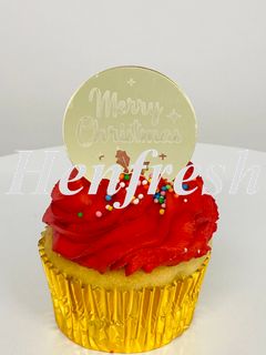 Acrylic C T Gold Merry Christmas Round Disc