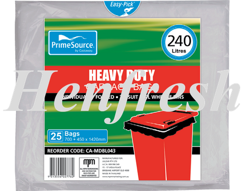 PrimeSource® 240L Heavy Duty Wheelie Bin Bags 200