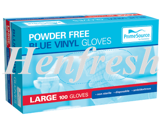 PrimeSource® Gloves Large Vinyl Blue 100