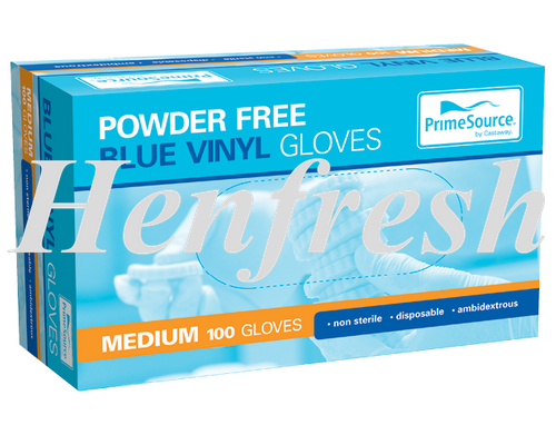 PrimeSource® Gloves Medium Vinyl Blue 100