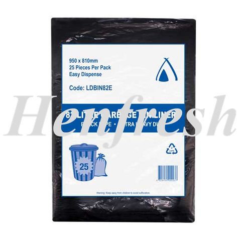 TP Garbage Bin Liners Extra HD Black 82lt LDPE 200