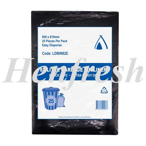 TP Garbage Bin Liners Extra HD Black 82lt LDPE 200