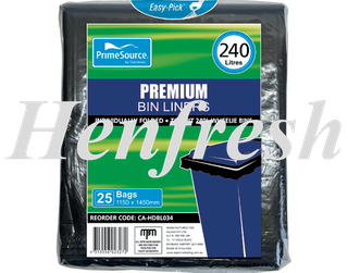 PrimeSource® Premium Wheelie Bin Liner 240lt (200)