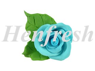 SI Sngle Tea Rose with 2 Leaves Blue 144