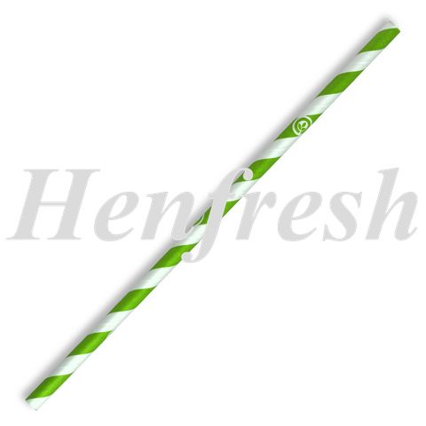 BioPak 6mm Regular Green Stripe Straw Paper (2500)