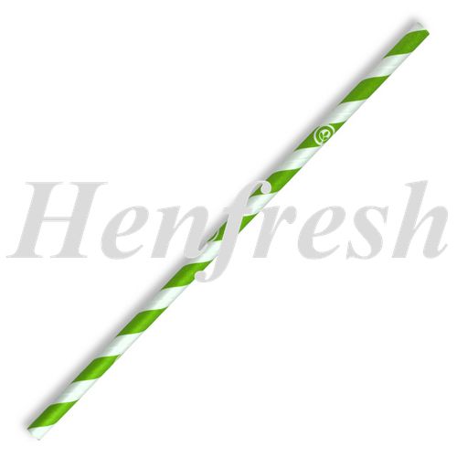 BioPak 6mm Regular Green Stripe Straw Paper (2500)