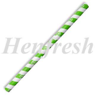 BioPak 10mm Jumbo Green Stripe Straw Paper (2500)