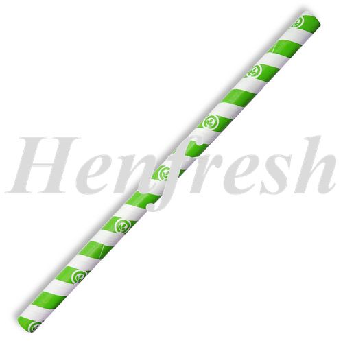 BioPak 10mm Jumbo Green Stripe Straw Paper (2500)