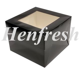 8x8x6 500um Cake Boxes Window Black (50)