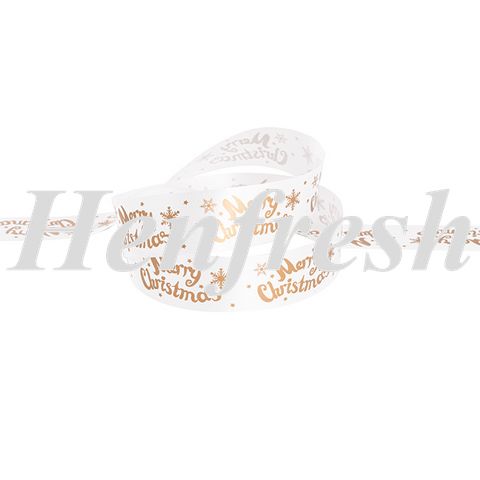 *Tear Ribbon Merry Christmas White & Gold 30mmx91m