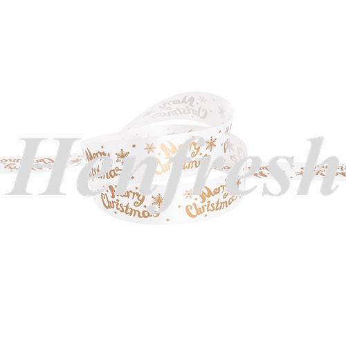 *Tear Ribbon Merry Christmas White & Gold 30mmx91m