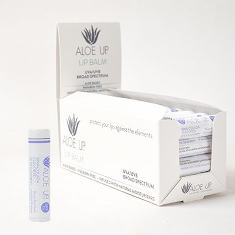 Aloe Up Lip Balm White Pina Colada SPF15 case 36