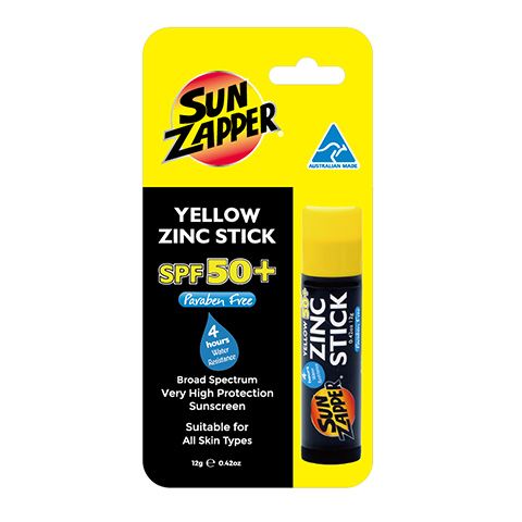Sun Zapper Yellow Zinc Stick SPF50+ Sunscreen Packaged