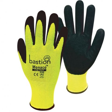 Bastion Monaco&trade; High Viz Yellow Polyester Gloves - Large (Pair)