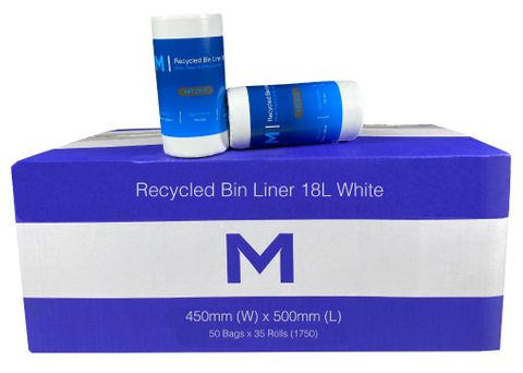 Kitchen Tidy Recycled Bin Liner 18L White - Roll 50