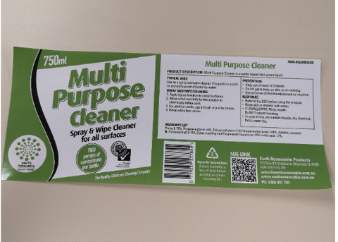 Earth Renewable Multi Purpose Cleaner - Label