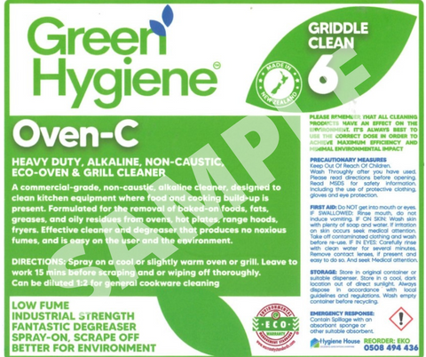 GREEN HYGIENE OVEN-C SPRAY BOTTLE LABEL - 120 X 140