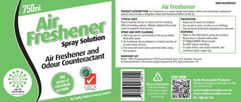 EARTH RENEWABLE AIR FRESHENER - LABEL