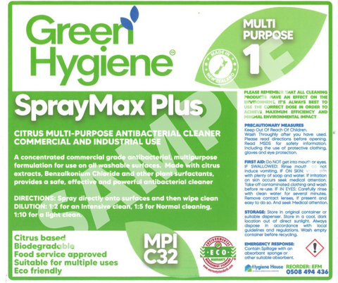 GREEN HYGIENE SPRAYMAX SPRAY BOTTLE LABEL - 120 X 140