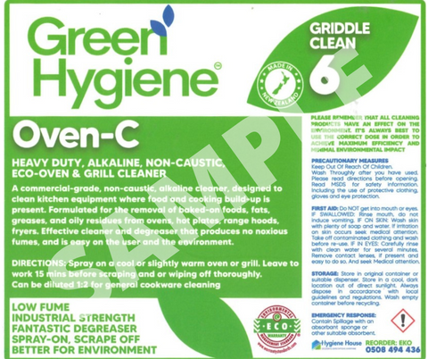 GREEN HYGIENE OVEN-C SPRAY BOTTLE LABEL