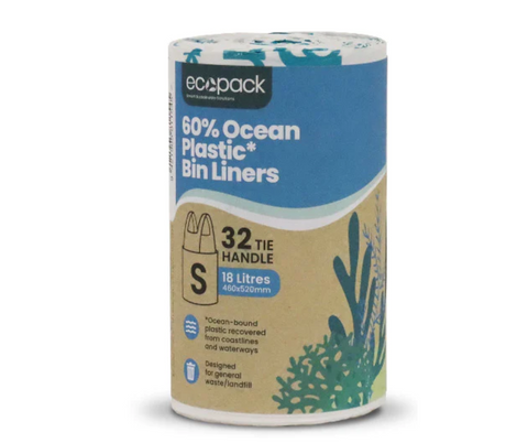 RUBBISH BAGS OCEAN PLASTIC WHITE 18LTR