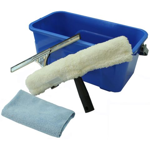 WINDOW CLEANING KIT & BLUE BUCKET 12LTR