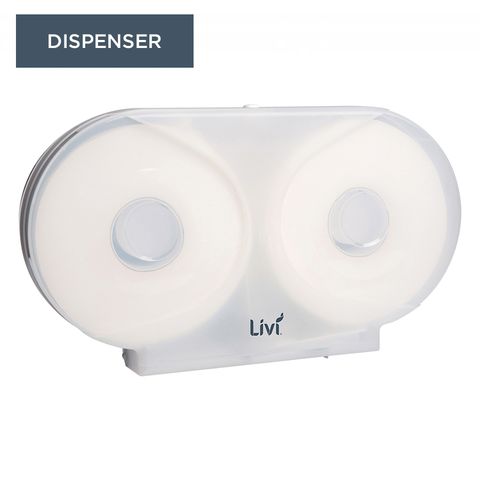 DISPENSER TOILET JUMBO ROLL LIVI WHITE DBL