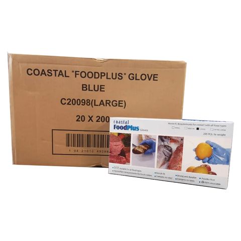 GLOVES POWDER FREE LARGE DISPOSABLE FOOD PLUS CARTON