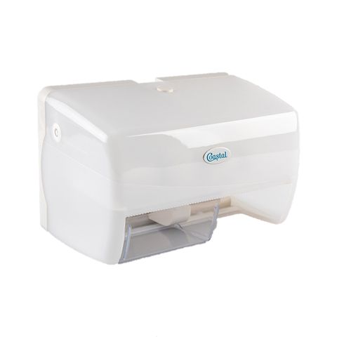 DISPENSER TOILET 2 ROLL TWIN SIDE WHITE