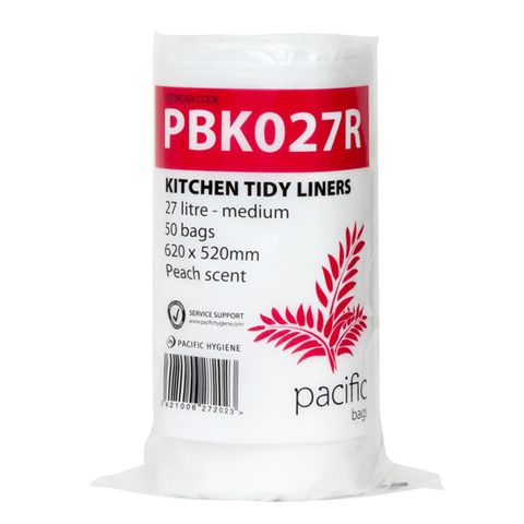 Rubbish Bags Kitchen Tidy Liner, White, 27L ROLL