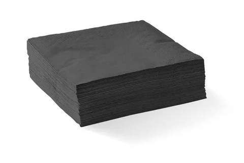 QUILTED COCKTAIL NAPKIN BLACK - 2 PLY CTN (497297)