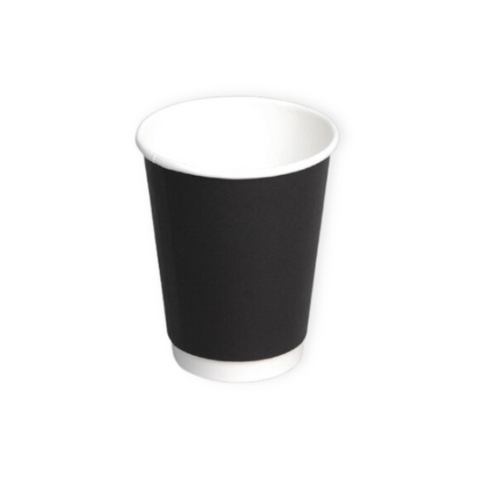COFFEE CUP 12OZ DOUBLE WALL BLACK PE CTN
