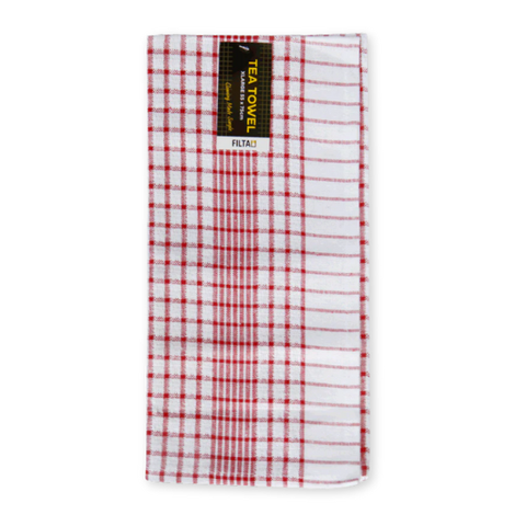 TEA TOWEL XL COMMERCIAL RED PACK X 10