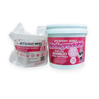 BUCKET + BAMBOO WATER WET WIPES X 450 BIODEGRADABLE WIPES