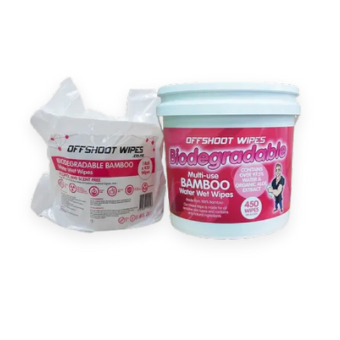 BUCKET + BAMBOO WATER WET WIPES X 450 BIODEGRADABLE WIPES
