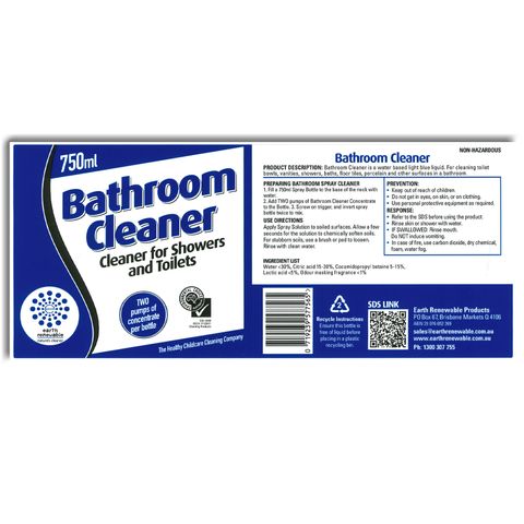 EARTH RENEWABLE BATHROOM CLEANER - LABEL