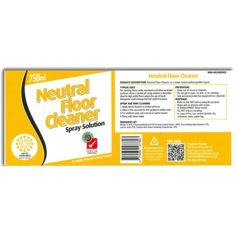 EARTH RENEWABLE NEUTRAL CLEANER MOPS - LABEL