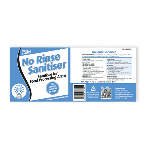 EARTH RENEWABLE NO RINSE SANITISER - LABEL