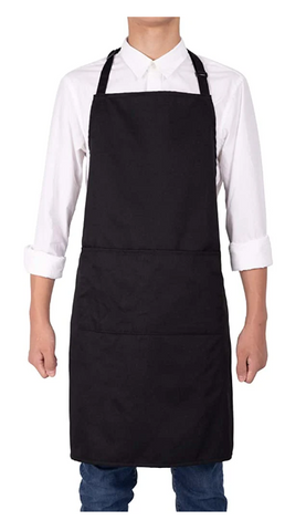 CAFE BIB APRON WITH POCKET BLACK