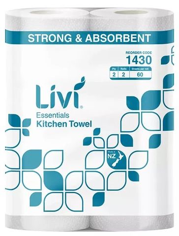 LIVI KITCHEN TOWELS - 2PLY TWIN PACK CTN